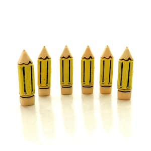 Pencil Buttons - Buttons Galore / School Writing Embellishment - Set of SIX