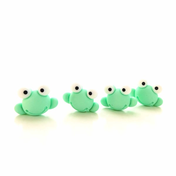 Smiling Frog Flat Back Embellishments / Animal Flatback Resin Cabochons - Set of FOUR