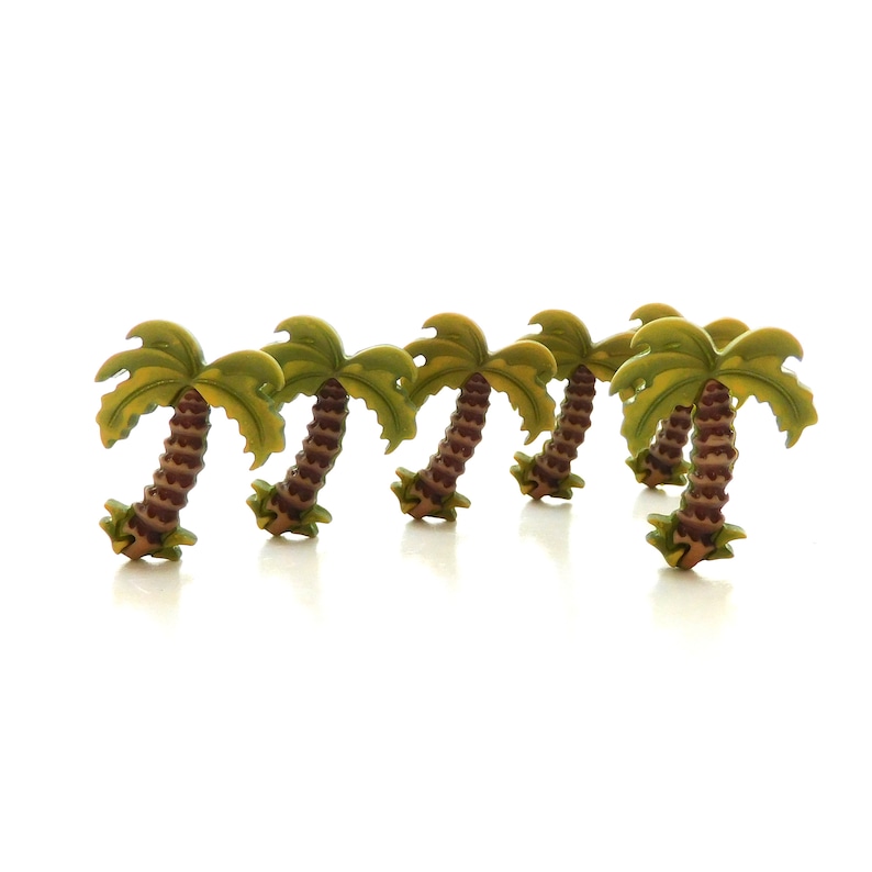 Palm Tree Buttons by Buttons Galore / Beach Plant Embellishments Set of THREE or SIX Six per order