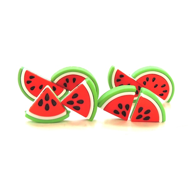 Watermelon Buttons by Dress It Up // Jesse James Fruit Garden Crafts Summer Summertime picnic seeds Findings Embellishments