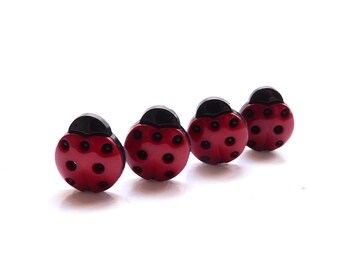 Ladybug Buttons by Hemline // Novelty Insect Embellishments - Set of FOUR