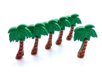 Palm Tree Flat Back Embellishments by Buttons Galore / Tropical Vacation Decorations - Set of SIX
