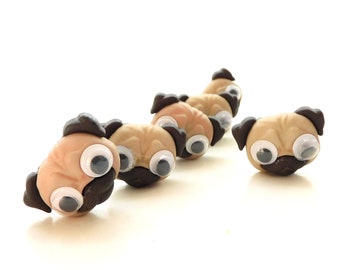 Pug Dog Buttons by Dress It Up: Pet Craft Embellishments - Set of SIX