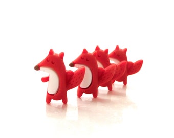 Dancing Fox Flat Back Embellishments / Animal Flat Back Decorations - Set of FOUR