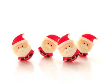 Big Head Santa Flat Back Embellishments / Christmas Flatback Decorations - Set of FOUR