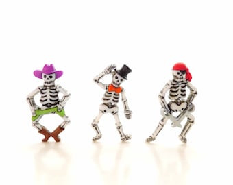 Bone-ified Characters Buttons by Dress It Up / Novelty Halloween Skeleton Embellishments - Set of THREE