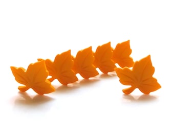 Yellow Leaves Buttons by Shelly's Buttons // Fall Leaf Craft Embellishments - set of SIX