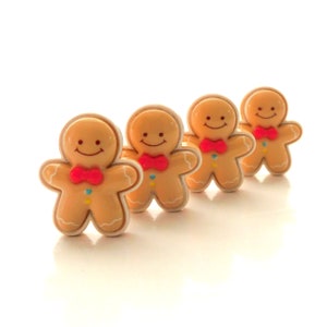 Classic Gingerbread Man Flat Back Embellishments / Christmas Cookie Flatback Cabochons- Set of FOUR