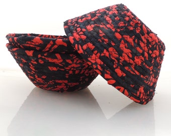 Small Black and Red Bowl // Handmade Home Decor Storage Organization Coiled Fabric Basket Clothesline