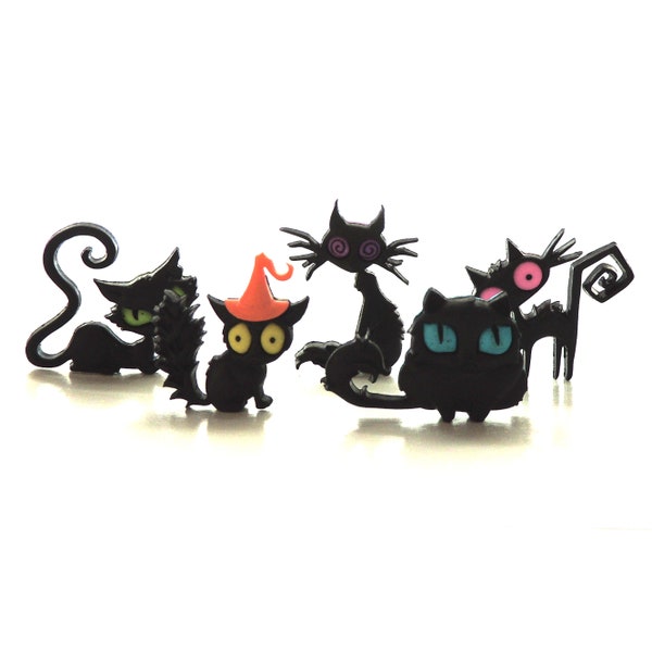 Creeped Out Cats Buttons by Dress It Up / Novelty Halloween Hair bow Scrapbooking Kids Crafts Spooky Wreath Silly Knitting Decor Witch