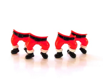 Santa Legs Flat Back Embelllishments  / Christmas Flat Back Decorations - Set of FOUR