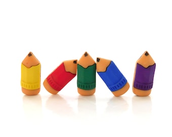 Pencil Buttons by Dress It Up // Jesse James Novelty School Supplies Embellishments - Set of TE