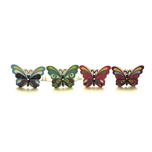 Chunky Wood Butterfly Buttons// Wooden Insect Craft Embellishments