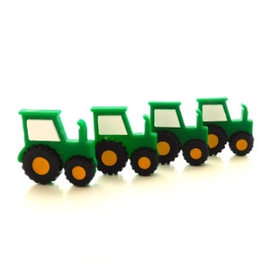 Tractor Flat Back Embellishments by Shelly&#39;s Buttons / Farm Animal Flatback Decorations - FOUR Piece Set