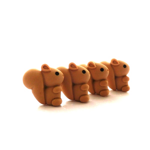 Brown Squirrel Flat Back Embellishments / Animal Flat Back Decorations - Set of FOUR