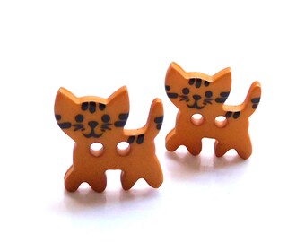 Cat Buttons by Dill / Pet Animal Embellishments - Set of TWO