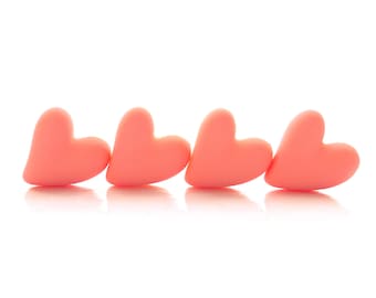 Wonky Pink Heart Flat Back Embellishments / Love Flatback Valentine's Day Cabochons - Set of FOUR