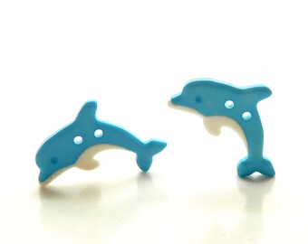 Dolphin Buttons by Dill / Ocean Creature Sew Through Embellishments - Set of TWO