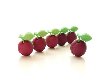Plum Buttons by Dress It Up // Fruit Craft Embellishments - Set of SIX