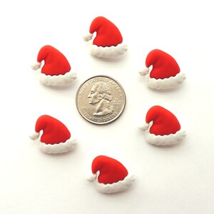 Santa Hat Buttons by Buttons Galore // Christmas sewing scrapbook present winter holiday Red and White Novelty crafts Santa Claus Ornament image 3