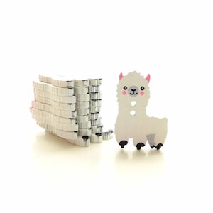 Wood Llama Buttons // Set of TEN Wood Animal Embellishments