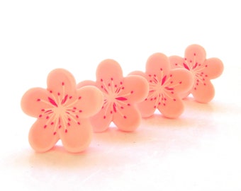 Cherry Blossom Flat Back Embellishments / Flower Resin Cabochons- Set of FOUR