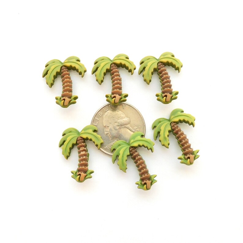 Palm Tree Buttons by Buttons Galore / Beach Plant Embellishments Set of THREE or SIX image 9