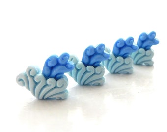 Water Flat Back Embellishments / Ocean Flatback Resin Cabochons - Set of FOUR