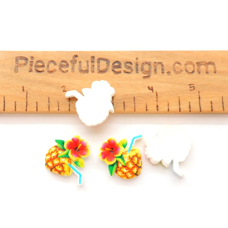 Tropical Drink Flat Back Embellishments by Shelly's Buttons / Food Flatback Decorations Set of FOUR image 7