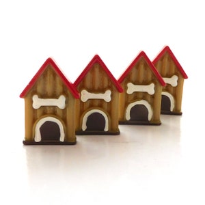 Dog House Flat Back Embellishments / Pet Flatback Resin Cabochons - Set of FOUR