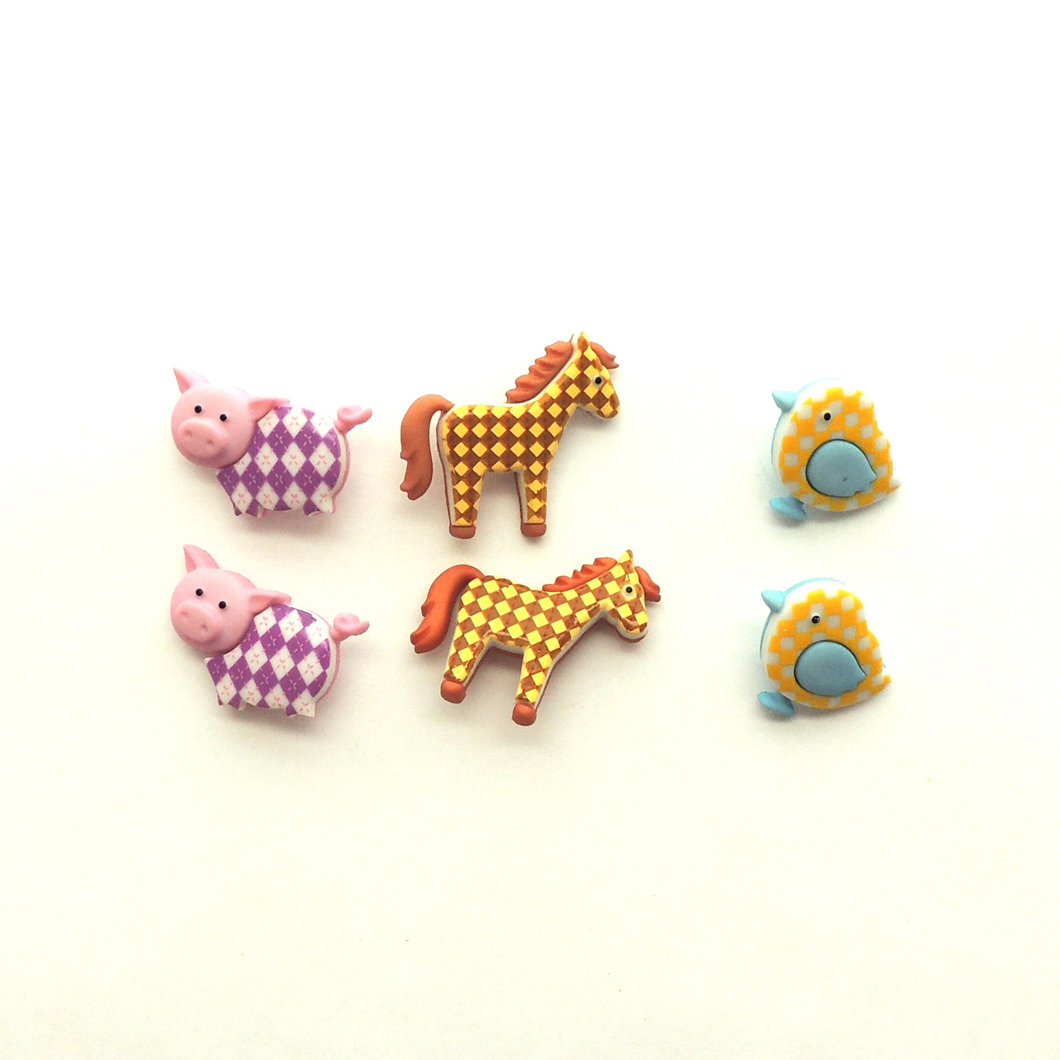 Funky Farm Buttons by Dress it Up / Jesse James Cow Horse Pig Etsy
