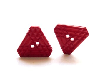 Red Triangle Buttons by Dill / Garment Sew Through Embellishments - Set of TWO