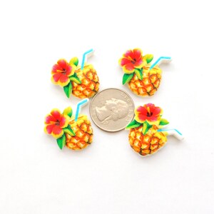 Tropical Drink Flat Back Embellishments by Shelly's Buttons / Food Flatback Decorations Set of FOUR image 8