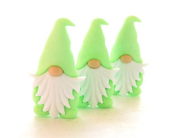 Bright Light Green Gnome Buttons by Shelly's Buttons // Fairy Friends Craft Embellishments - Set of THREE or SIX