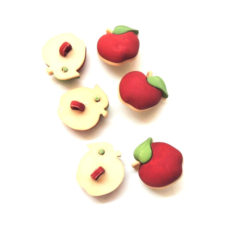 Apple Buttons Buttons Galore / Sewing Crochet Knit Novelty Buttons Fall Crafts Kids Clothes Trees fall Scrapbook Fruit Pie Teacher food image 5