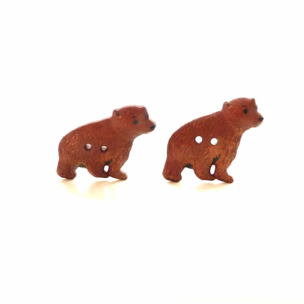 Bear Buttons by Dill / Wild Animal Sew Through Embellishments - Set of TWO