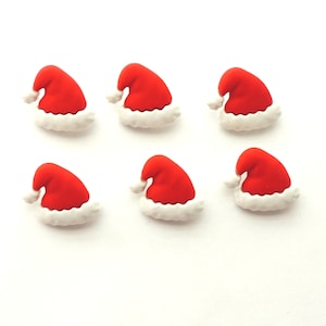 Santa Hat Buttons by Buttons Galore // Christmas sewing scrapbook present winter holiday Red and White Novelty crafts Santa Claus Ornament image 2