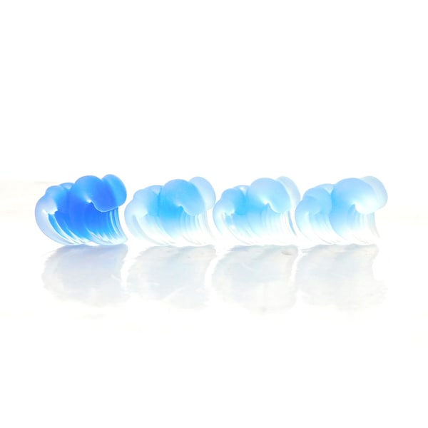 Wave Flat Back Embellishments / Ocean Flatback Resin Cabochons - Set of FOUR