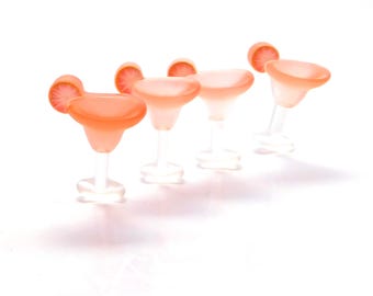 Orange Margarita Flat Back Embellishments by Shelly's Buttons // Tequila Cocktail Embellishments - Set of FOUR