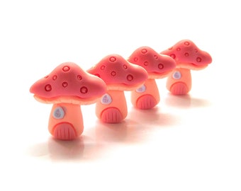 Mushroom House Flat Back Embellishments / Forest Fungus Craft Decorations - Set of FOUR