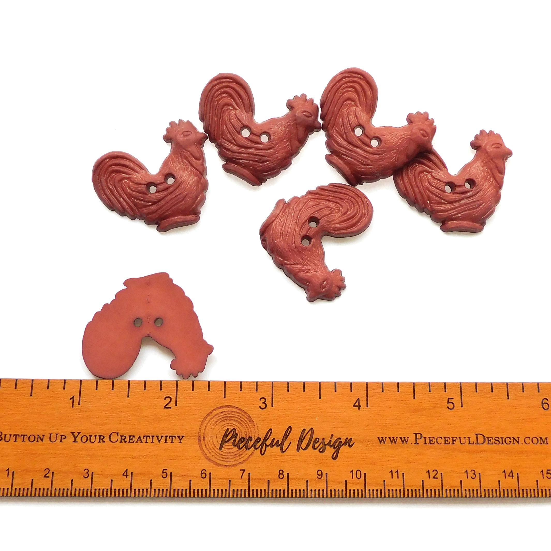 Poultry Buttons Red Rooster Buttons by Buttons Galore / Novelty Farm Animal Chicken ...