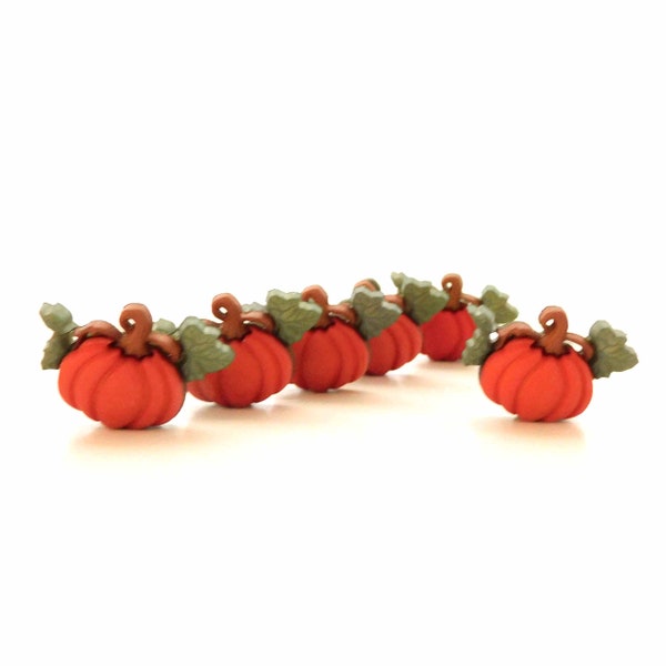 Pumpkin with Vine Buttons by Dress It Up / Autumn Harvest Craft Embellishments -  Set of SIX