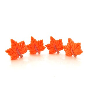 Orange Leaf Flat Back Embellishments / Autumn Tree Leaves Craft Decorations - Set of FOUR