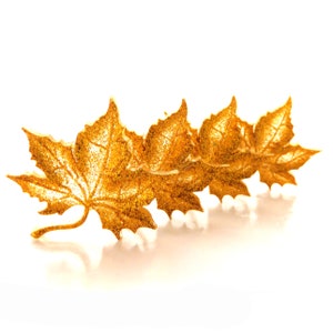 Large Gold Glitter Leaf Flat Back Embellishments / Tree Craft Decorations - Set of FOUR