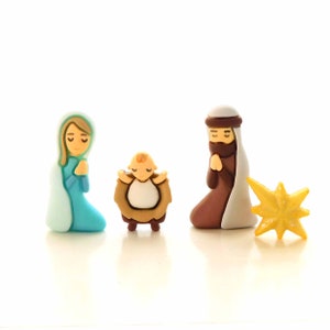 A Child Is Born Nativity Flat Back Embellishments by Shelly's Buttons / Christmas Flatback Decorations - Set of FOUR