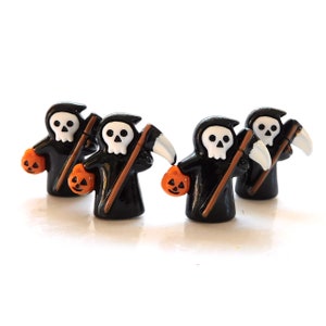 Pumpkin Reaper Flat Back Embellishments / Fall Halloween Flatback Decorations - Set of FOUR