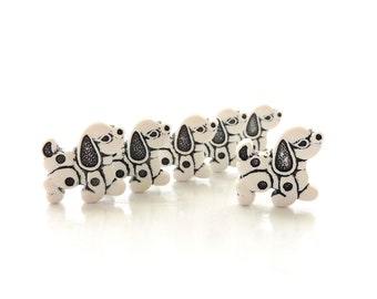 White and Black Dog Buttons - Buttons Galore/ Dog Craft Embellishment - Set of SIX