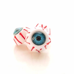 Creepy Blue Eye Cabochons: Halloween Flat Back Embellishments (Set of FOUR)