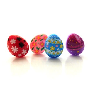 Bright Easter Egg Flat Back Embellishments / Decorative Glue On Cabochons - Choose Your Assorted Set of FOUR