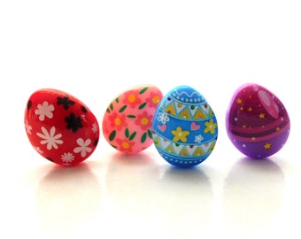 Bright Easter Egg Flat Back Embellishments / Decorative Glue On Cabochons - Choose Your Assorted Set of FOUR